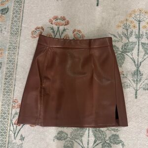 Aritzia Wilfred Faux Brown Leather Skirt